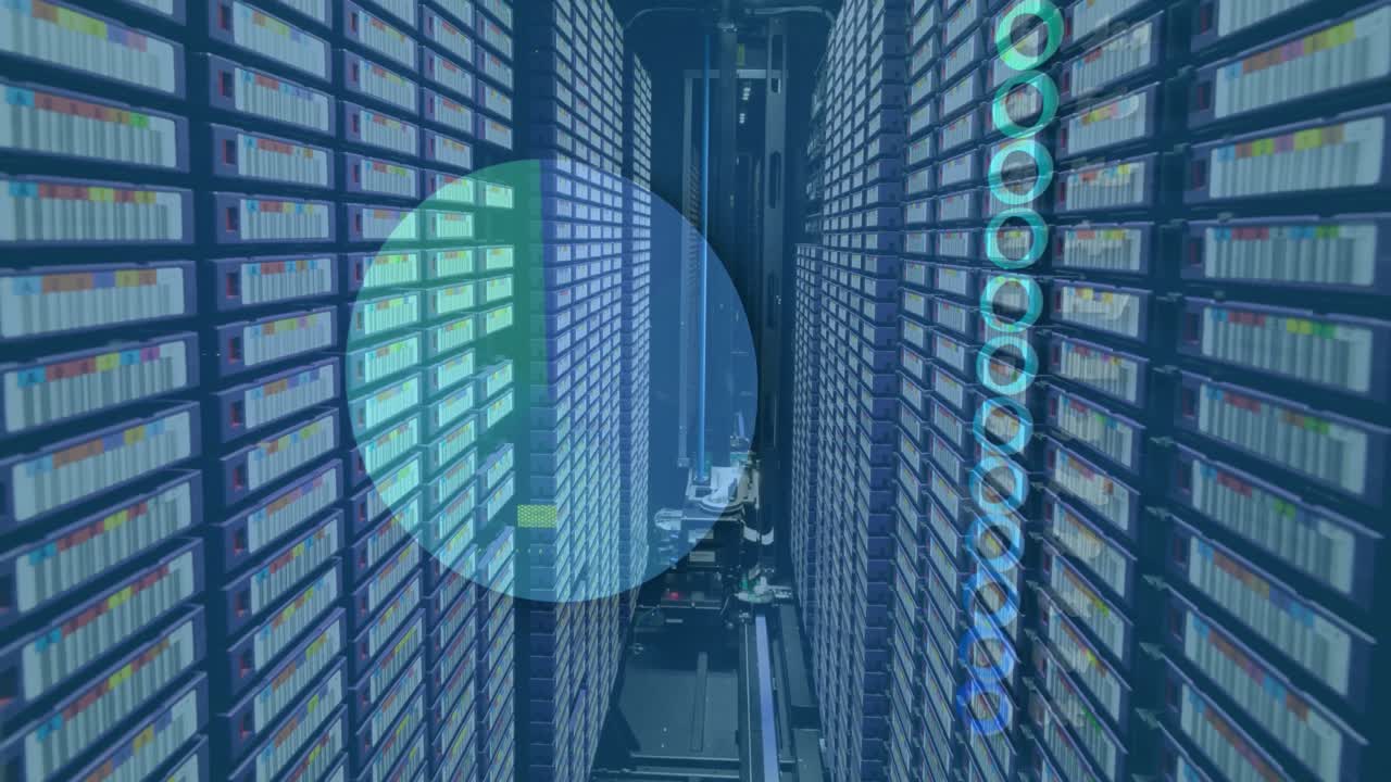 Animation of financial data processing and statistics over computer servers