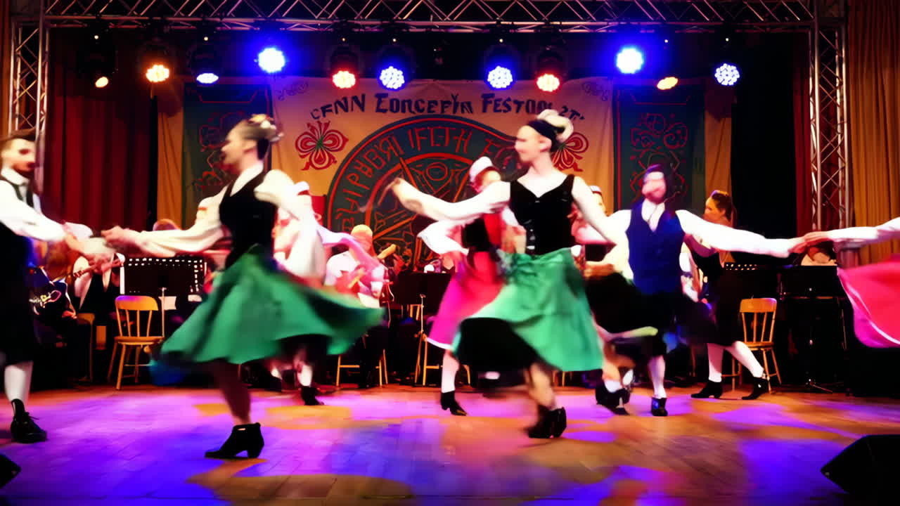 Dynamic Traditional Dance Performance at a Cultural Festival