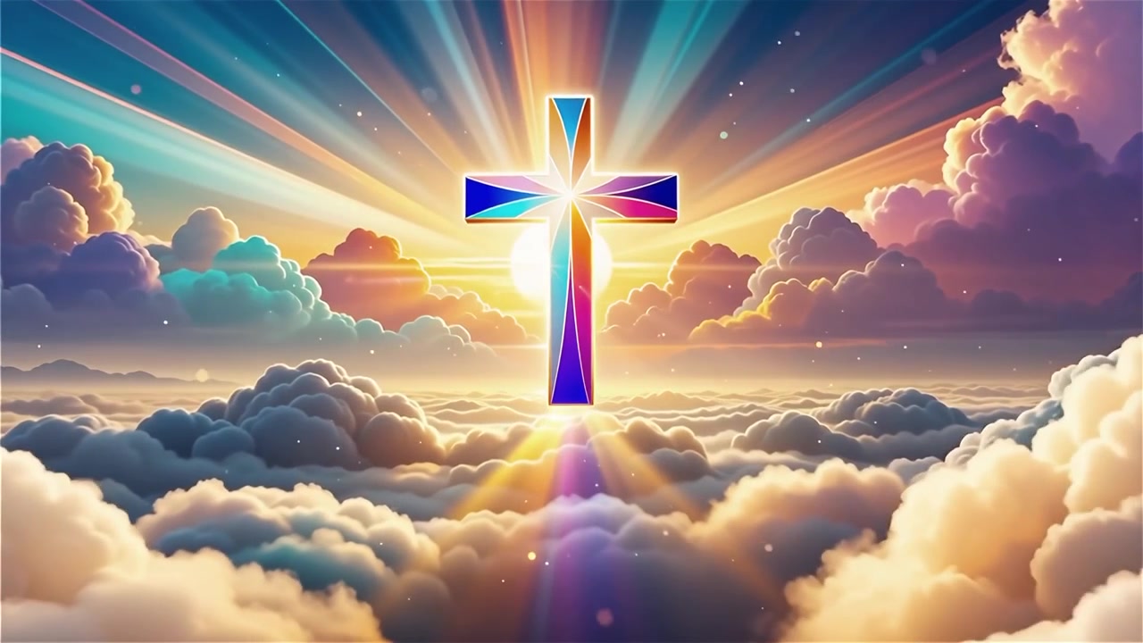 Christian Cross Heavenly Light Worship Background