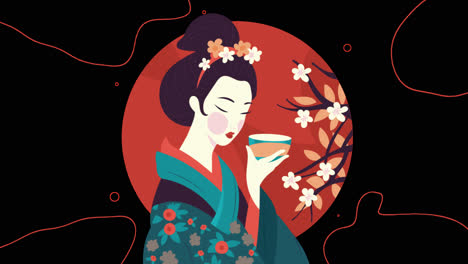 geisha mit tee