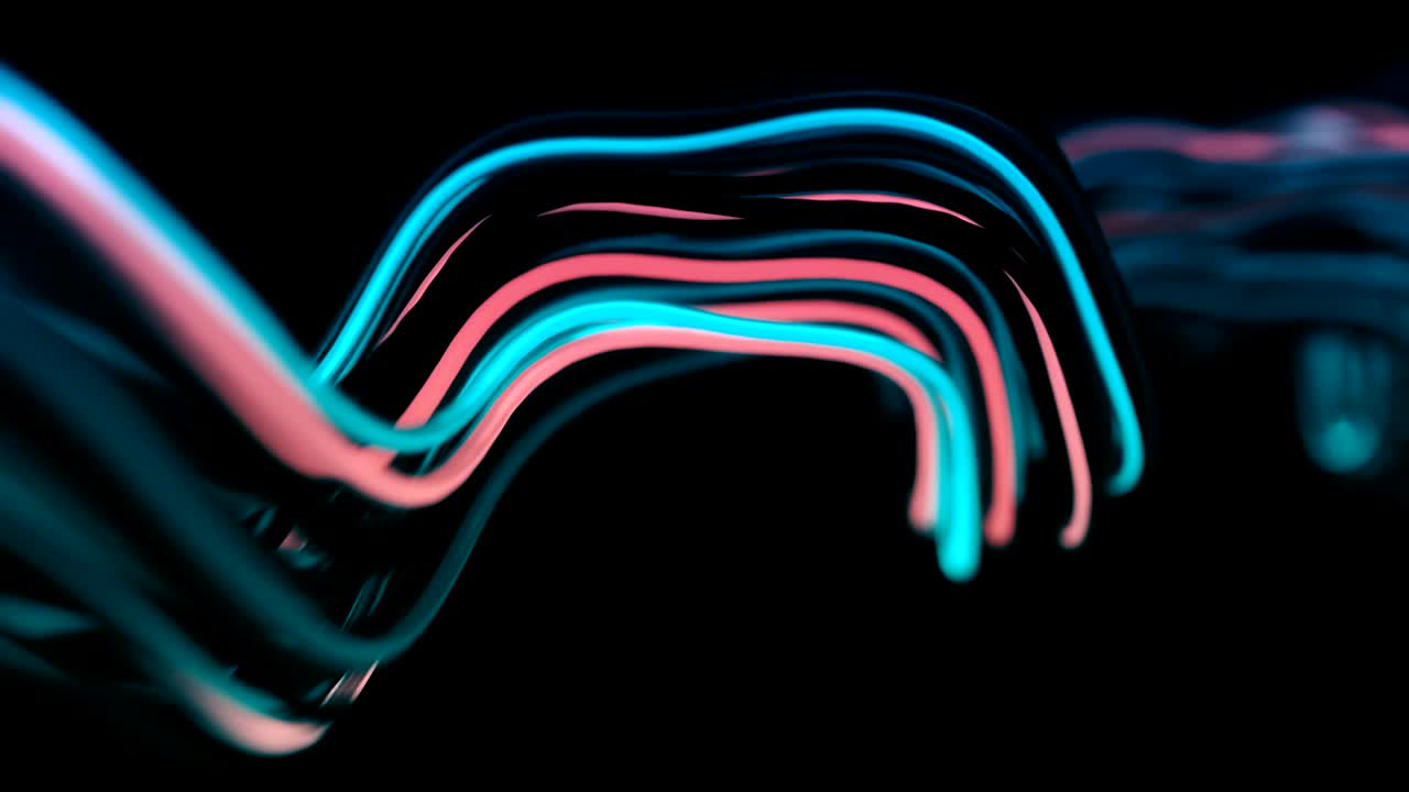 4k líneas onduladas de neón abstractas.