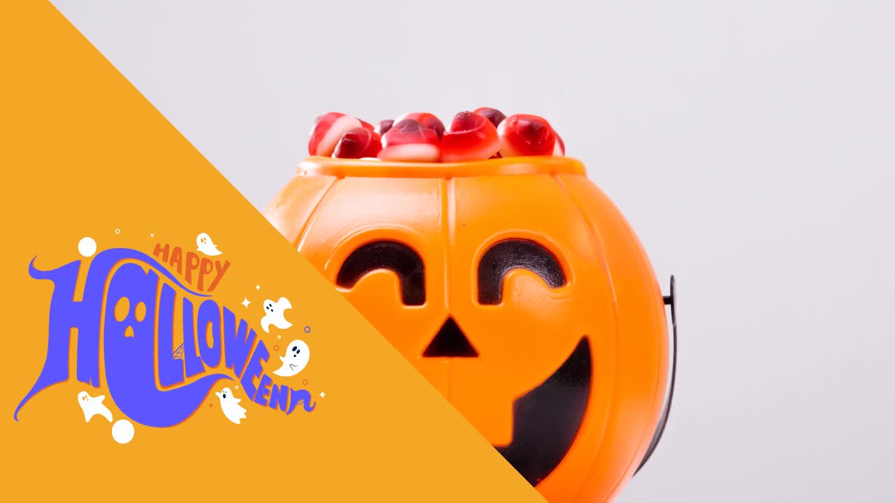 과자 위에 행복한 할로윈 텍스트의 애니메이션