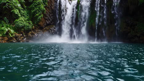 majestic waterfall in lush green forest