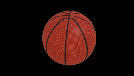 basketball ball rotates loop on a transparent, 4444 prores footage