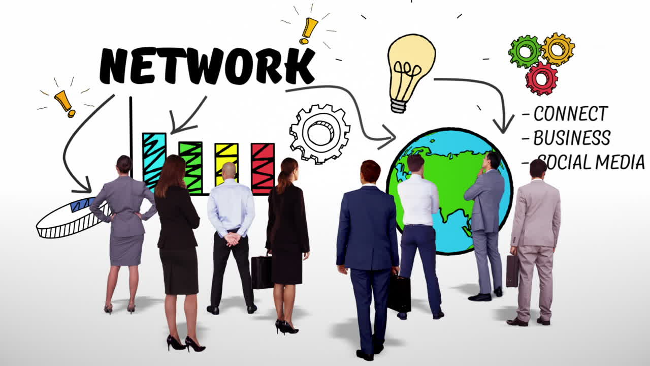 equipo de negocios observando la tormenta de ideas de la red