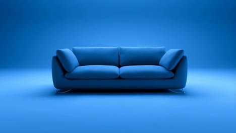 minimalist blue sofa in a blue studio
