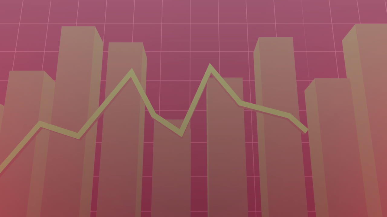 Animation of diagrams and shapes on red background