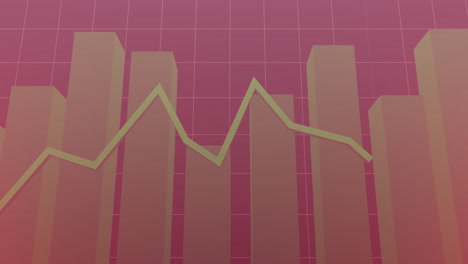 animación de diagramas y formas sobre fondo rojo