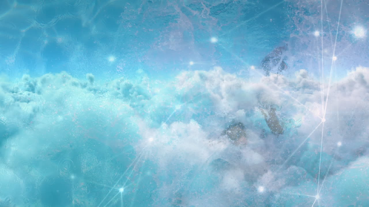 물 위 에 뛰어다니는 부부