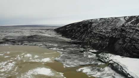 stunning footage capturing the dramatic cliffs, muddy waters, and expansive plains near svinafellsjokull glacier.