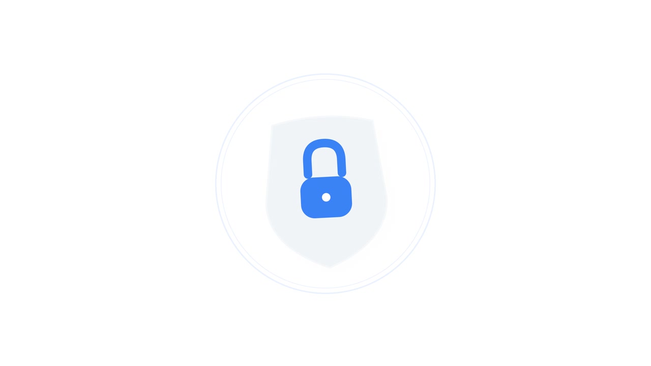 Animated Blue Padlock Icon Inside a Shield Symbol
