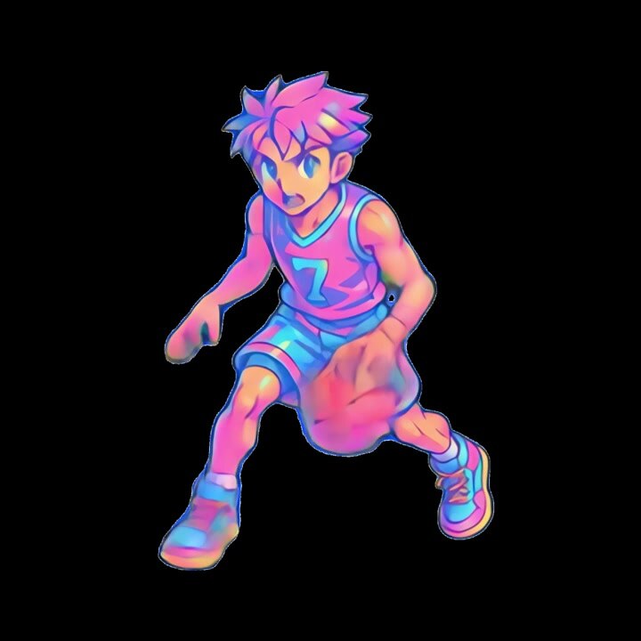 Giocatore di basket animato che palleggia in stile retrò