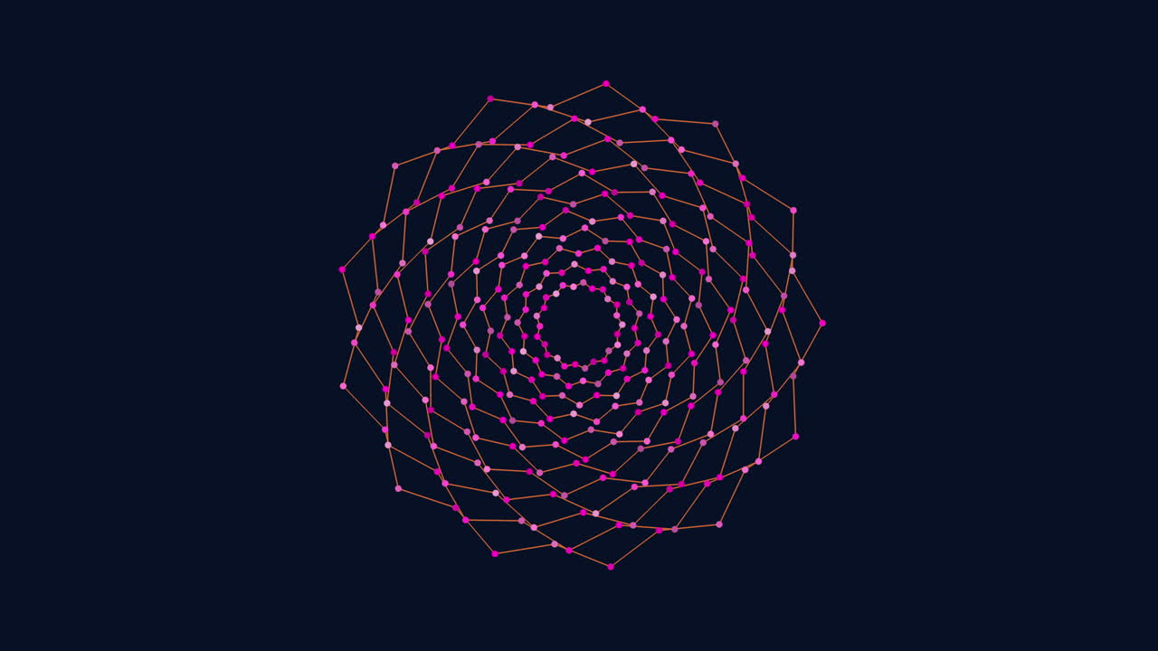 líneas de interconexión de telarañas espirales coloridas en azul y naranja