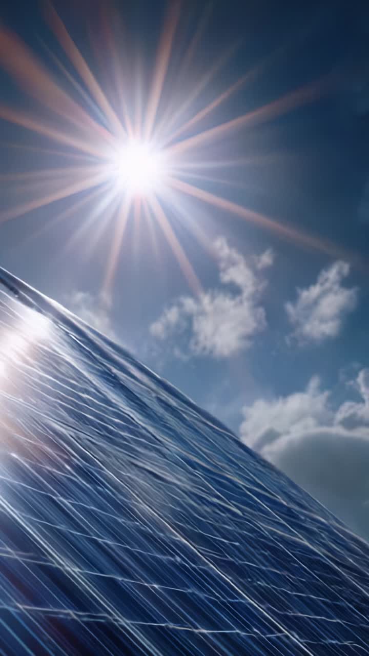 Sfruttare l'energia solare: uno sguardo ai pannelli solari sotto il sole splendente, con particolare attenzione alla sostenibilità e al progresso tecnologico nelle soluzioni di energia rinnovabile