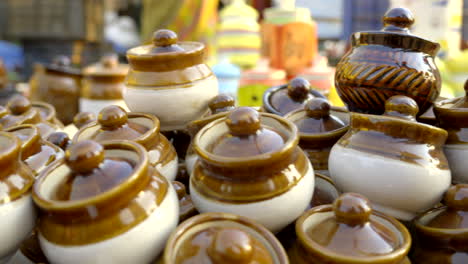 street market exhibition of handmade pots, jars, ceramic products