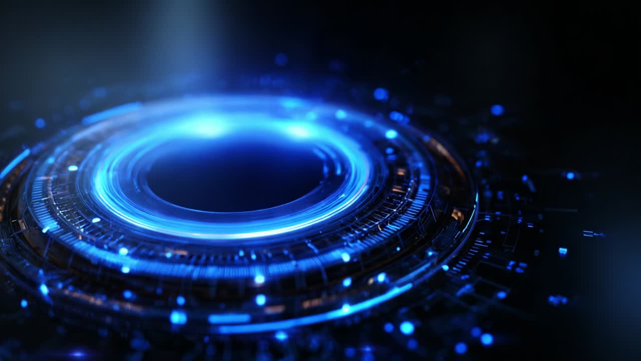 A mesmerizing digital visual showcasing a glowing blue circular pattern, radiating intricate textures and contemporary technological vibes, creating an atmosphere of futuristic aesthetics and imaginative design elements