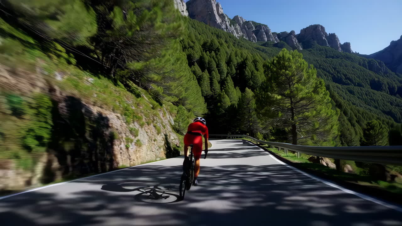 Cyclist on a Mountain Road