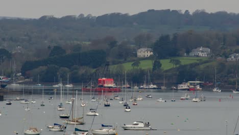 Looking-over-to-Falmouth-marina-on-Pendennis-rise,-with-Falmouth-in-background