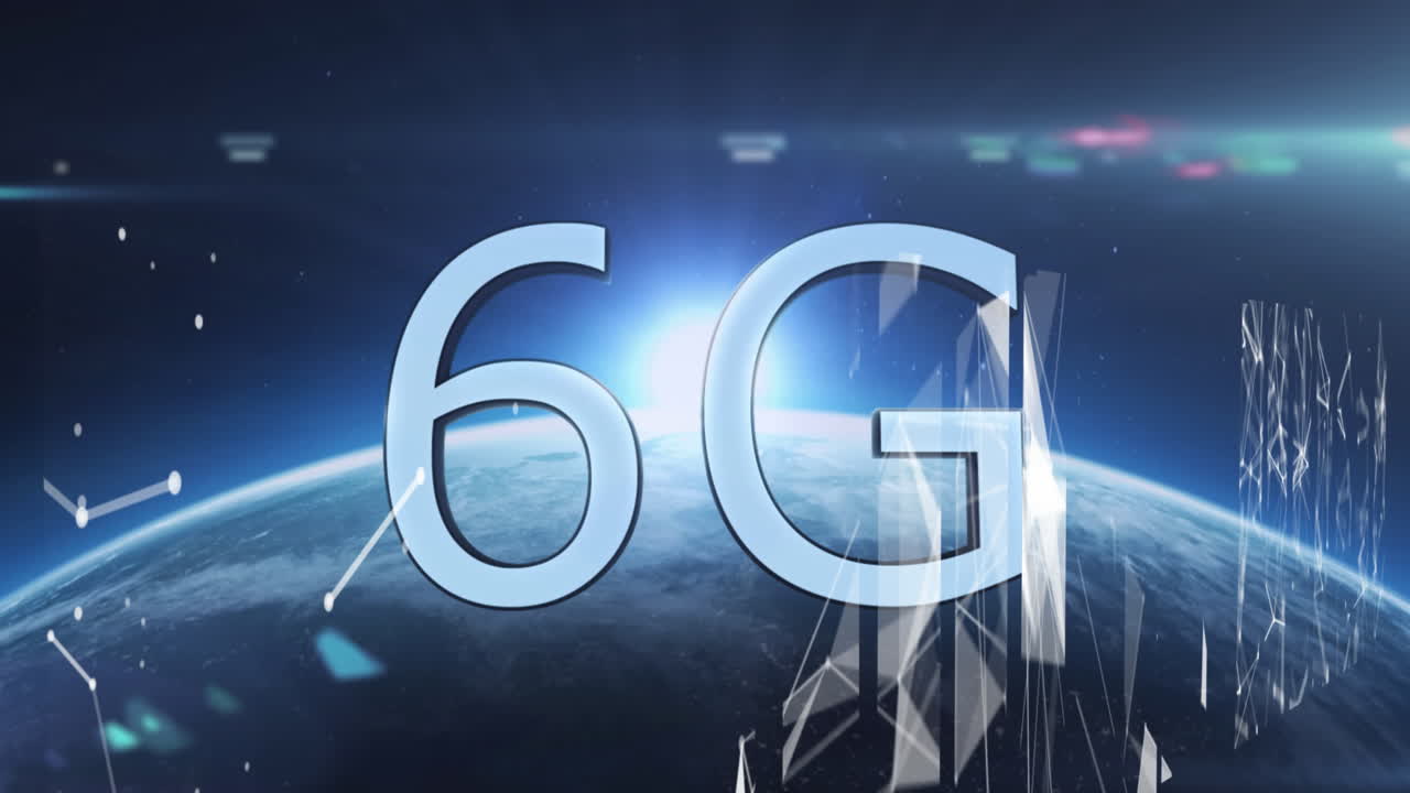 animazione di testo 6g sul globo