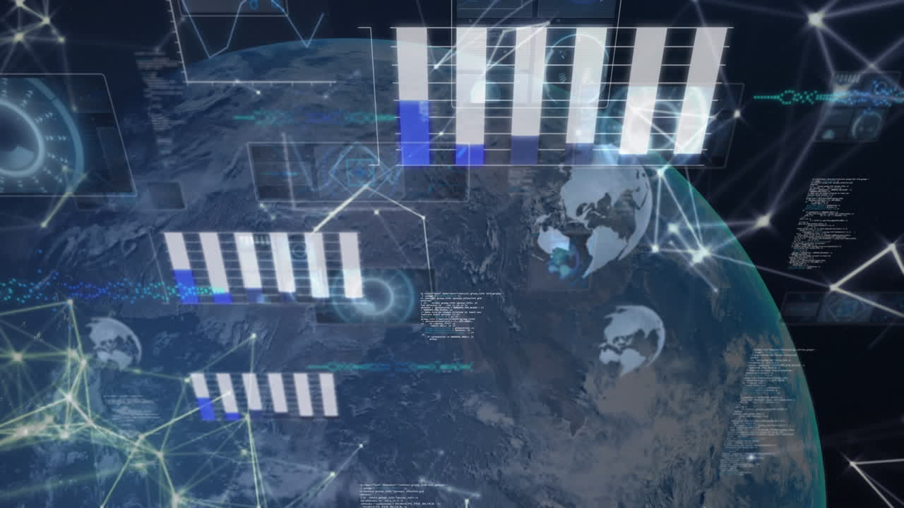 interfaz digital con procesamiento de datos y red de conexiones contra el globo