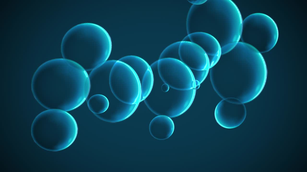 partículas de espuma de burbuja flotando en el aire fondo de mar azul profundo. naturaleza y ciencia abstracta para el elemento de papel tapiz de plantilla de decoración. agua y océano tema de agua líquida. imágenes de movimiento 4k bucle sin costuras