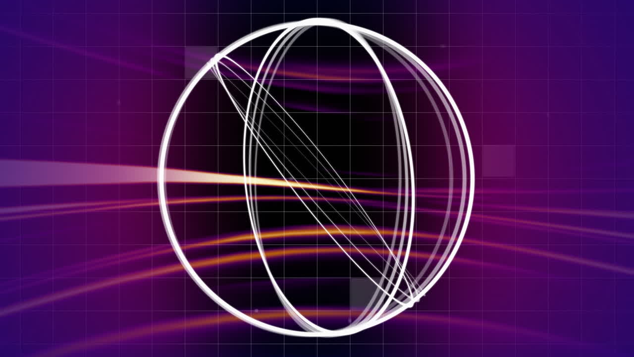 círculo girando a su alrededor contra bandas de luz
