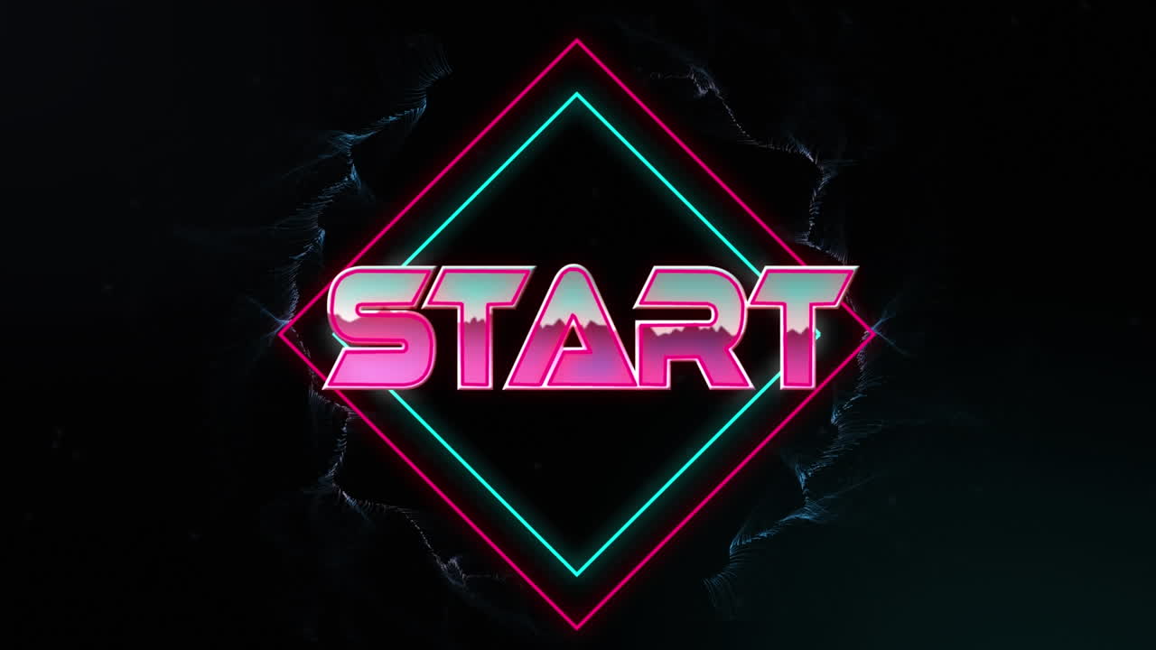 Animation of start text over geometrical moving shapes