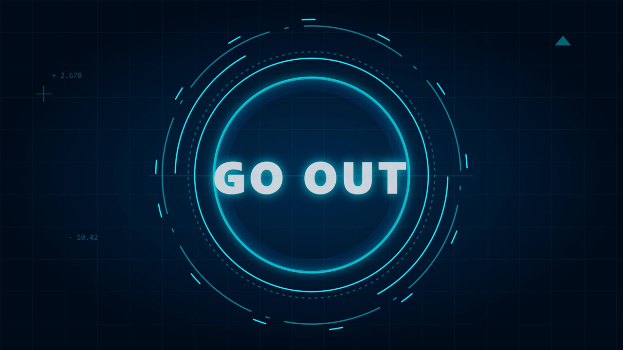 Futuristic Digital Interface Displaying Go Out Text