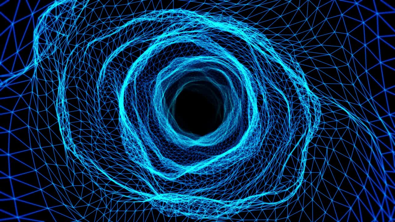블랙홀 디지털 공간 - 블루 와이어 - 모션 그래픽 - 10 초 연속 루프