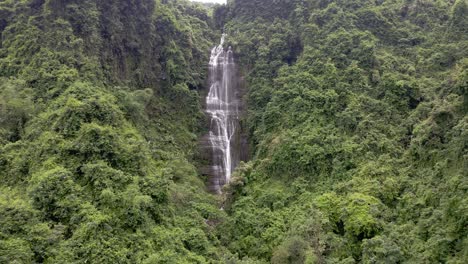 aerial: pubutang waterfall in yangshuo county, chinese karst mountains landscape
