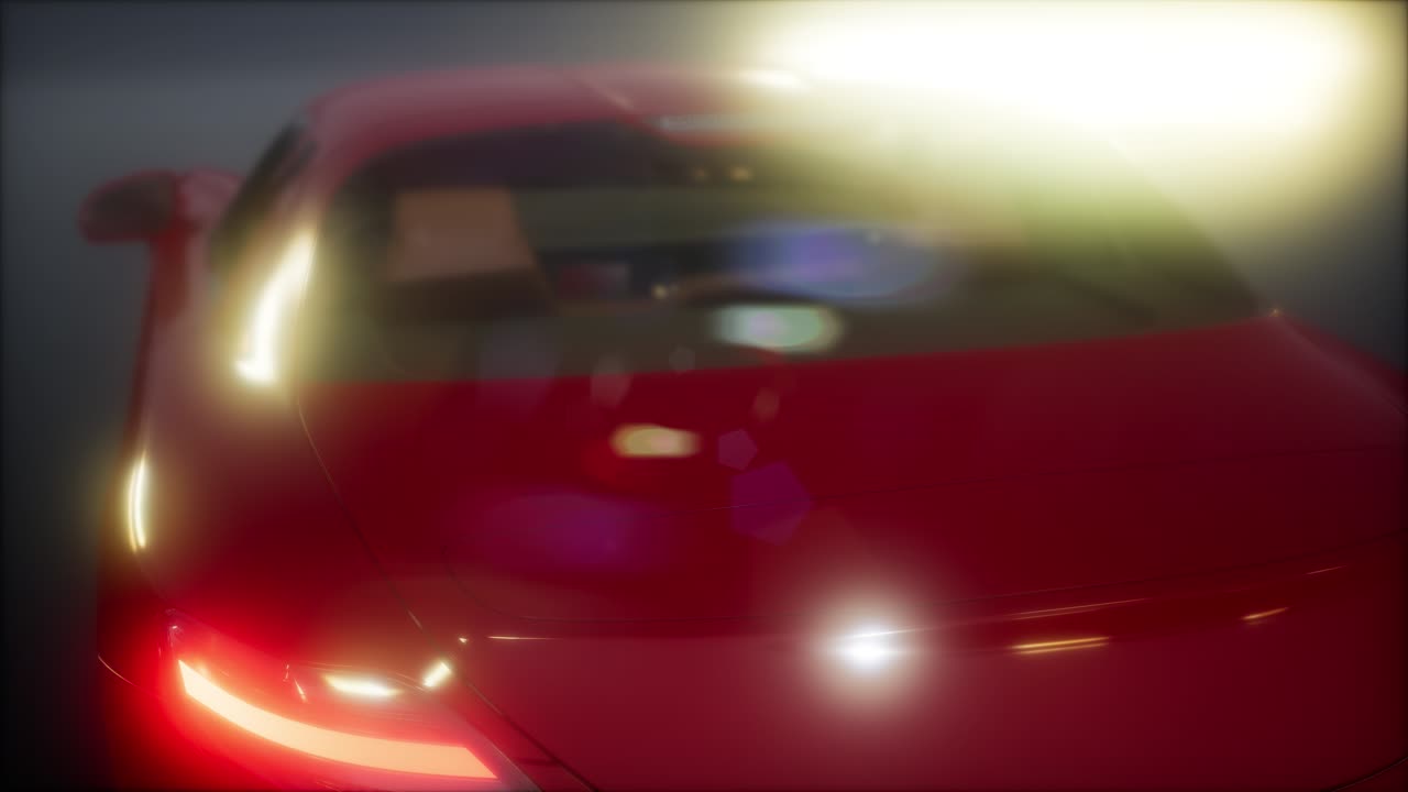 coche deportivo de lujo en un estudio oscuro con luces brillantes