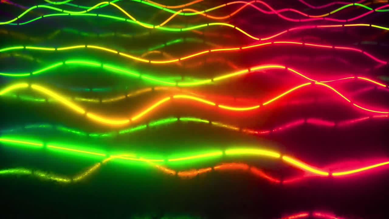 Dynamic Abstract Background of Glowing Neon Wavy Lines
