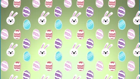 Animation-of-easter-eggs-on-green-background