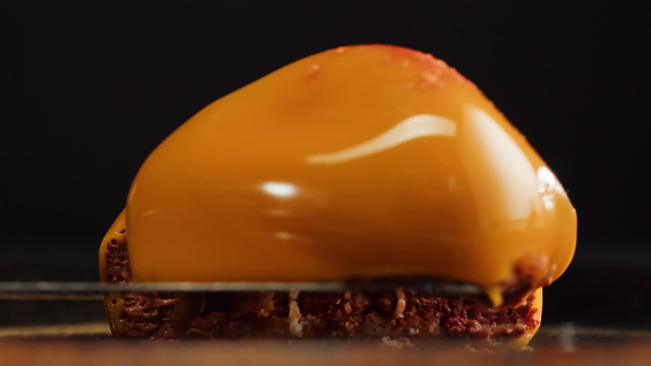 Gourmet Chocolate Mousse Cake with Caramel Sauce and Berries