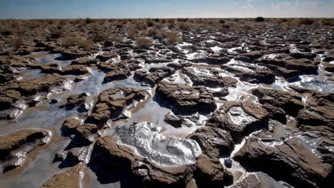 dry riverbed or playa landscape