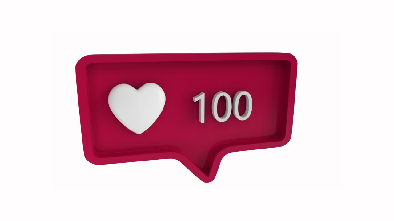 Ícone de coração com números aumentando nas redes sociais