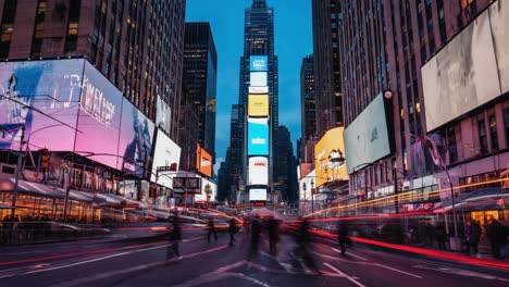 times square at night with motion blur