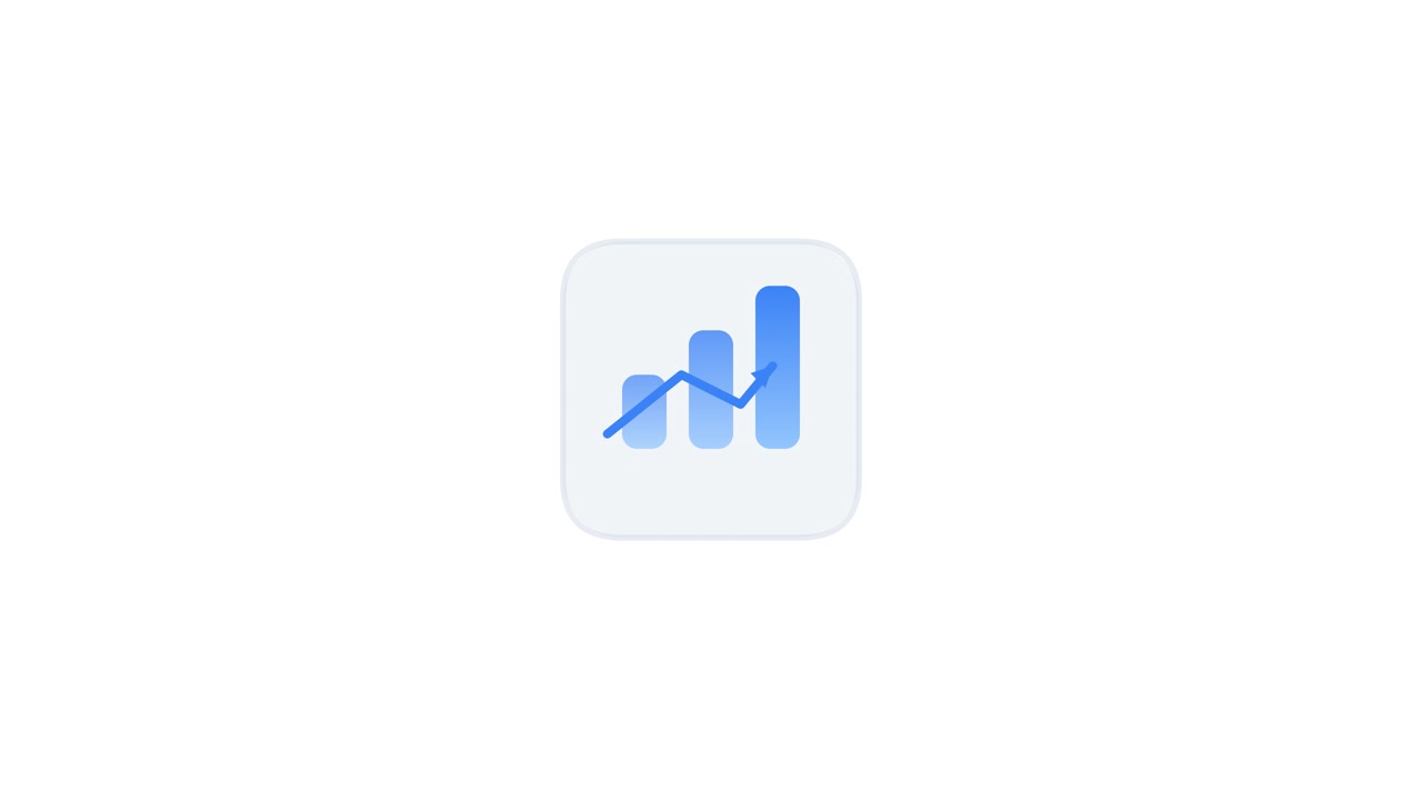 Icona grafico a barre animata con linea di tendenza in aumento