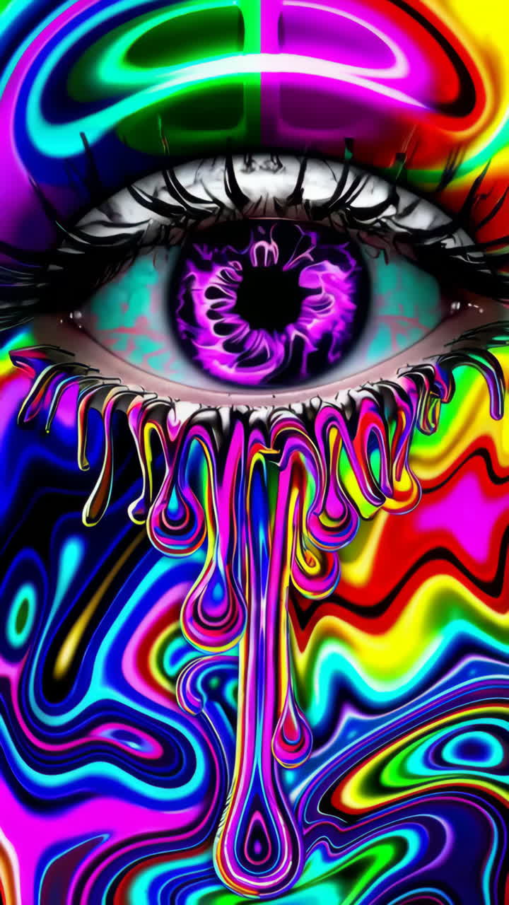 Psychedelic Melting Eye with Dripping Colors