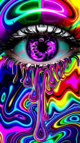 psychedelic melting eye with dripping colors