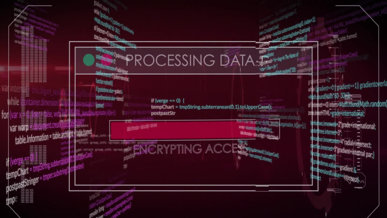 animation des bildschirms mit datenverarbeitung auf dunklem hintergrund