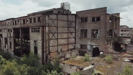 ruins of an old factory. old industrial building for demolition. aerial view