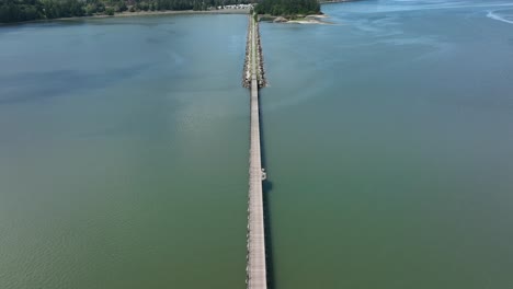 top down aerial shot of the bicycle bridge across fidalgo bay