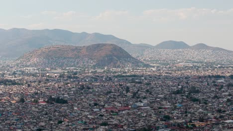 ecatepec in its hilly area with dense housing, drone view