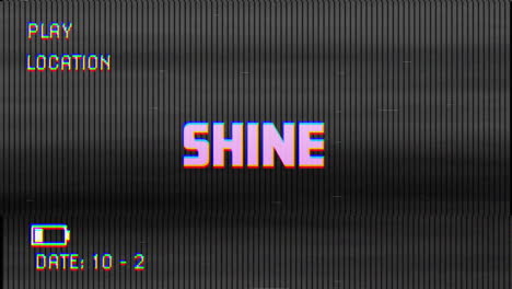 digital animation of glitch vhs effect over shine text against black background