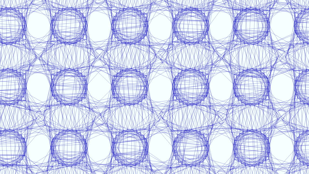 Interwoven circles intricate blue pattern of thin connected lines
