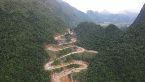 Arial-view-of-twisty-mountain-pass-in-Cao-Bang-Viet-Nam