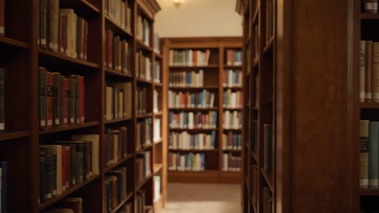 A library with many bookshelves filled with books