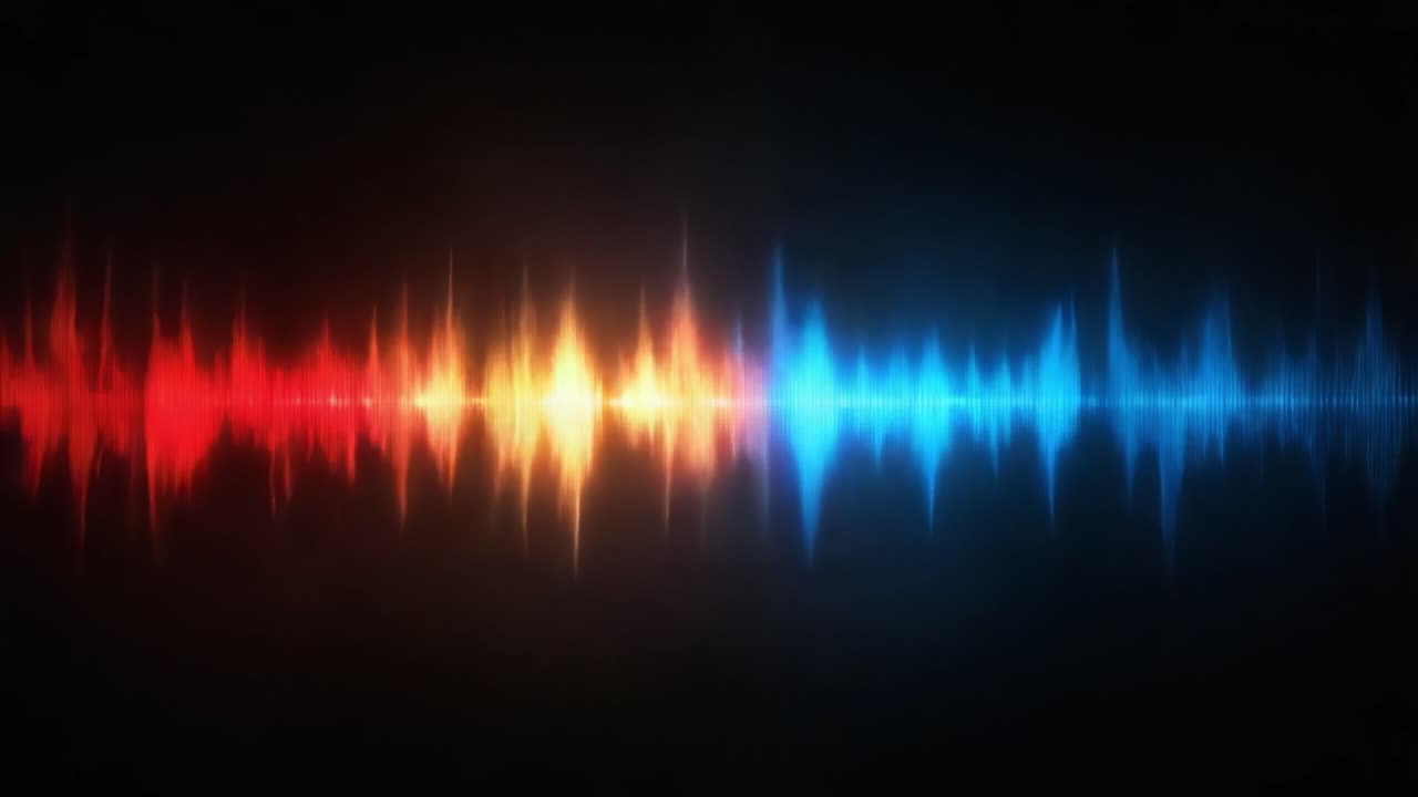 Vibrant Audio Waves Visualized: A Stunning Display of Sound Frequencies in Multicolored Light Representing the Dynamics of Music and Digital Soundscapes