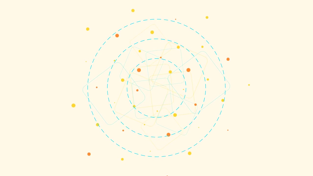 Abstract Motion Graphic of Rotating Geometric Shapes and Dots